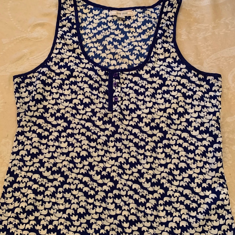 Blue tank top with elephants